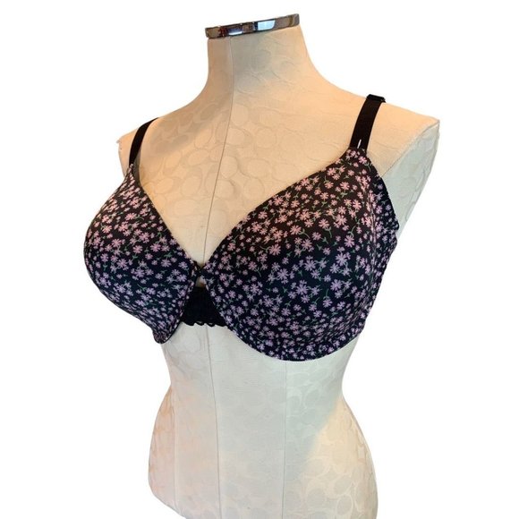 38D Maidenform DM7549 Underwire Bra Full Coverage Fab Fit 2.0 Navy Blue Floral - Picture 2 of 8